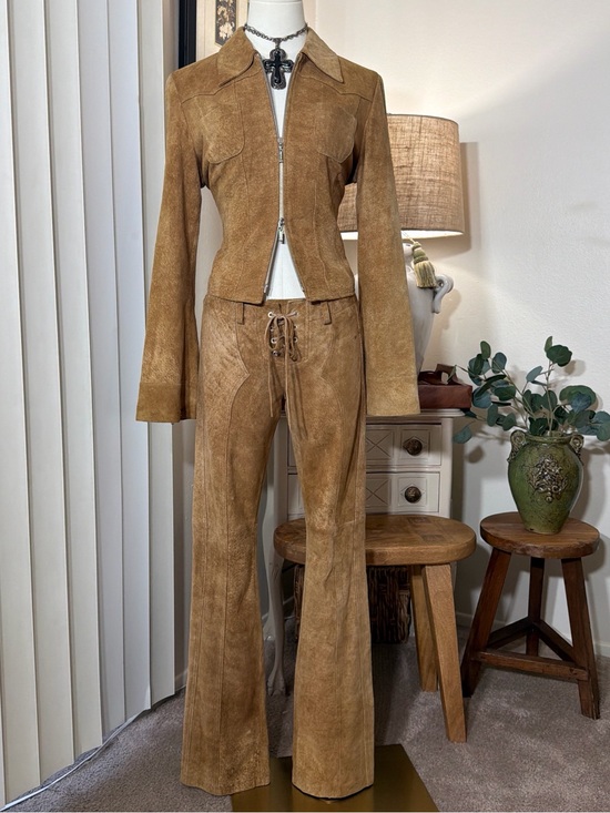 bebe Pants - Bebe Leather Suede Jacket Pants Two Piece Ser